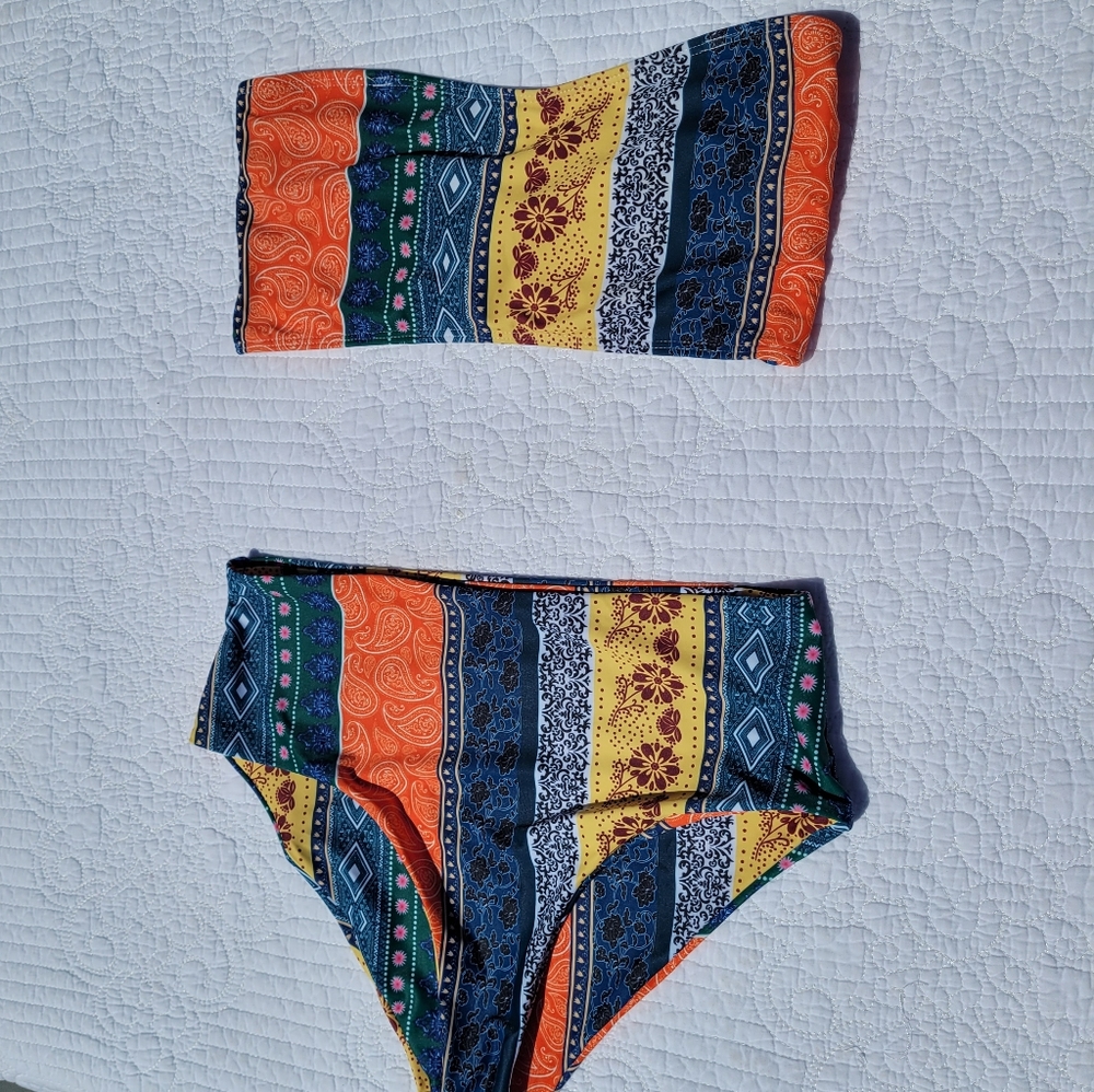 SHEIN | Tribal Bandeau Bikini high rise Large